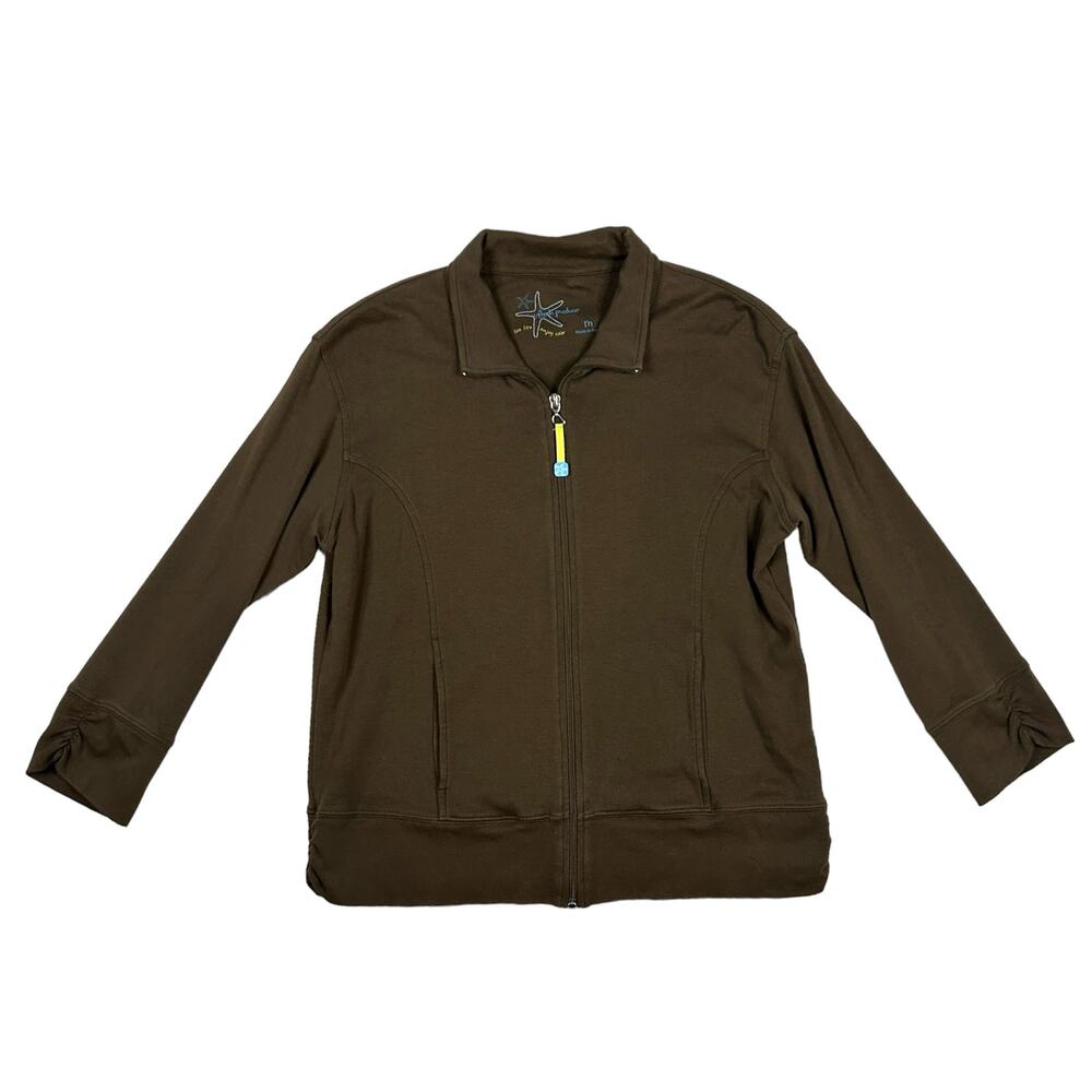 Fresh Produce Size M Full Zip Jacket Sweatshirt Lounge Athleisure Coastal Brown